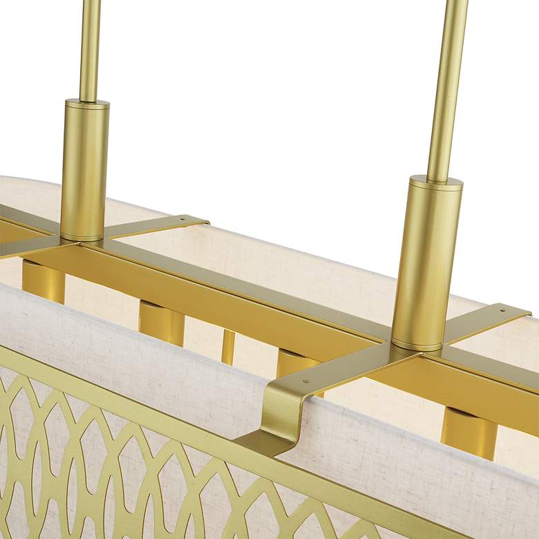 Image 7 Vistaview 6 Light Soft Gold Large Linear Chandelier with Oatmeal Shade more views