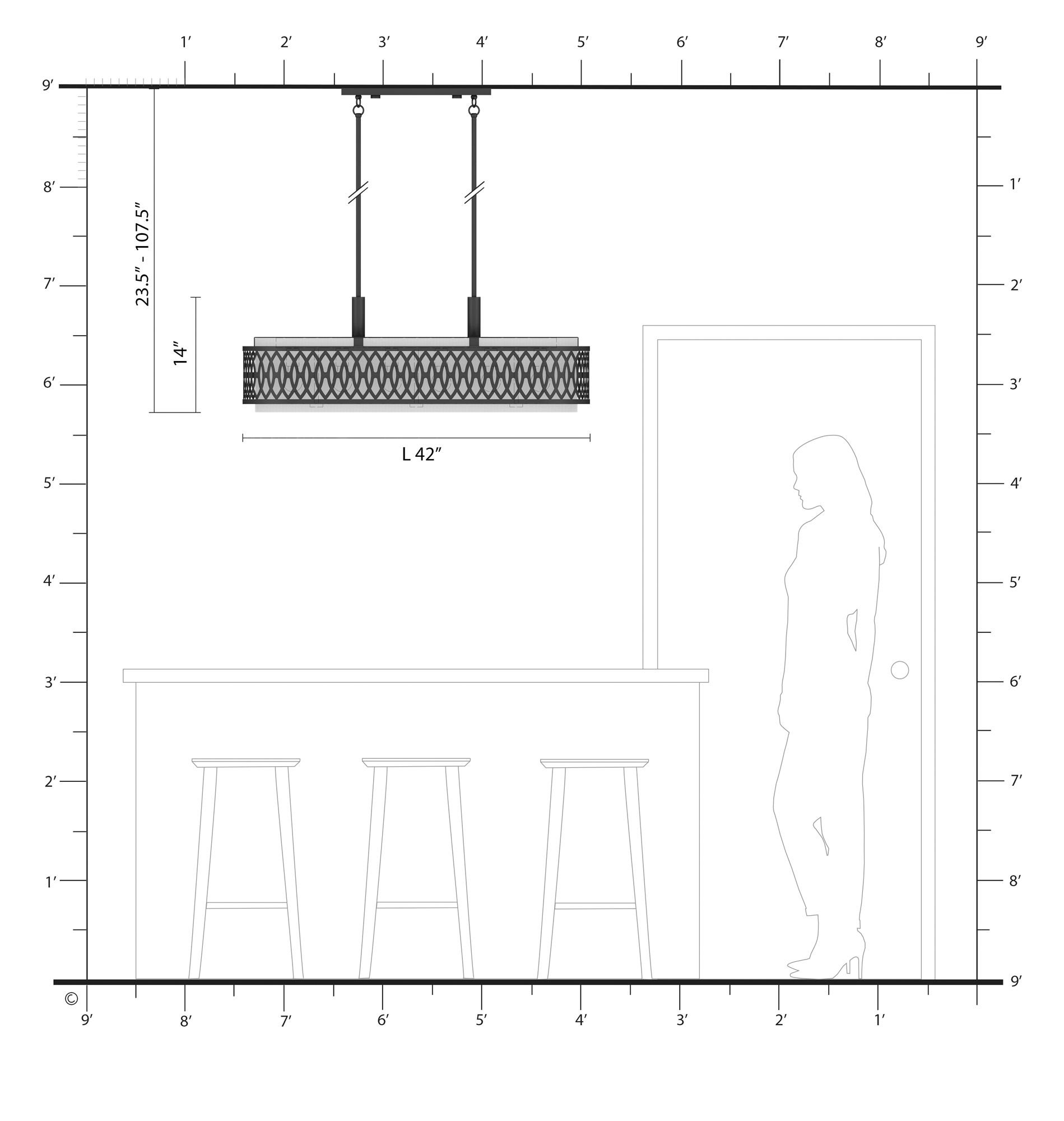 Vistaview 6 Light Soft Gold Large Linear Chandelier with Oatmeal Shade