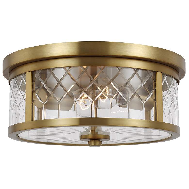 Image 3 Visual Comfort Alec 13" Wide Burnished Brass 2-Light Ceiling Light more views