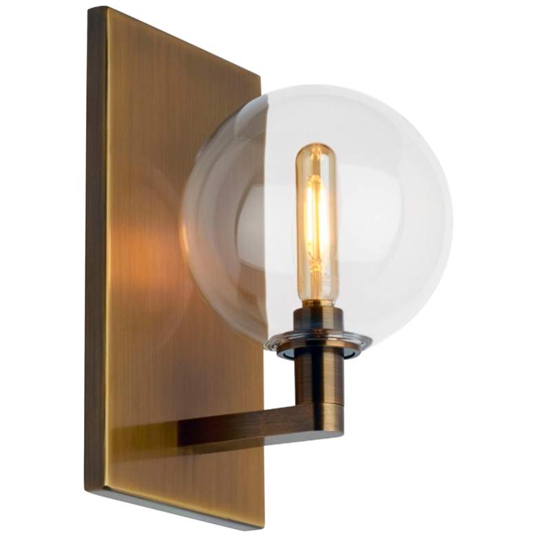 Image 1 Visual Comfort and Co. Gambit 9" High Aged Brass Wall Sconce