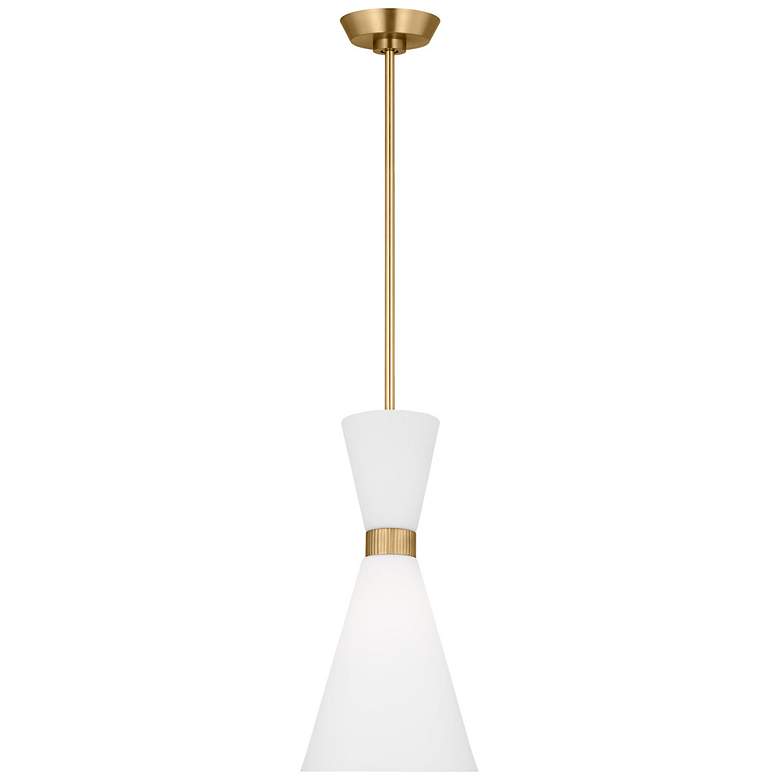 Image 1 Visual Comfort Belcarra 8" Wide Satin Brass and White Modern Pendant