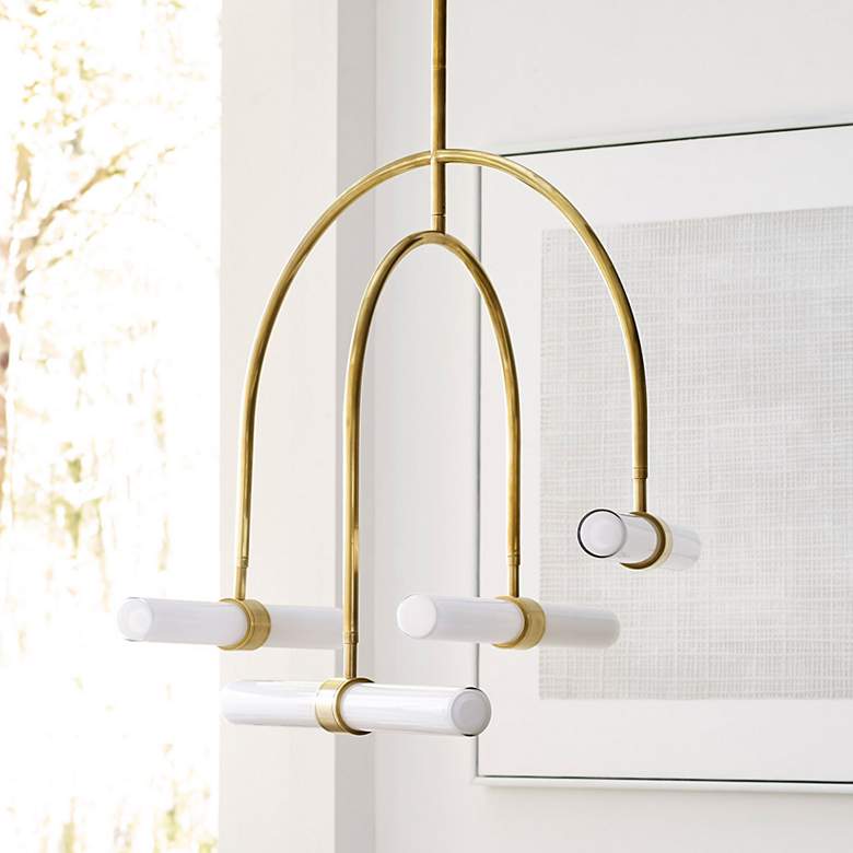 Image 1 Visual Comfort Calumn 27 3/4"W Natural Brass LED Chandelier