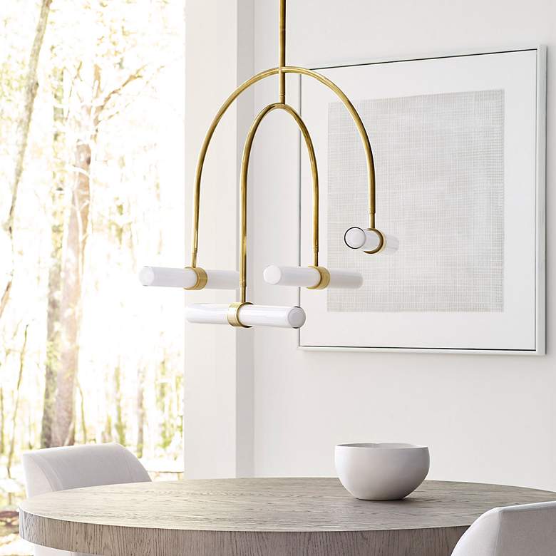 Image 3 Visual Comfort Calumn 27 3/4"W Natural Brass LED Chandelier more views