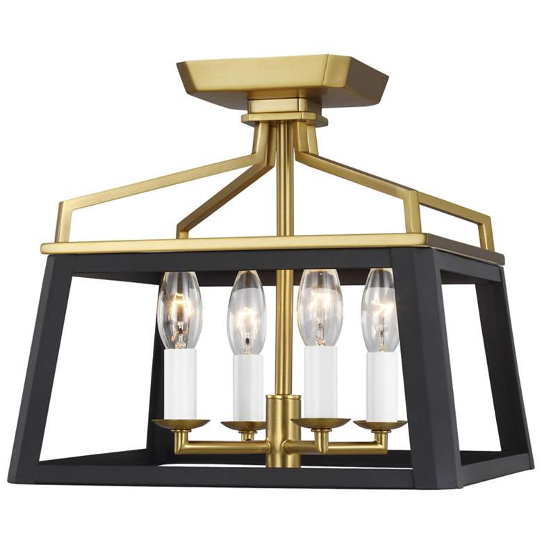 Image 1 Visual Comfort Carlow 12" Midnight Black Burnished Brass Ceiling Light