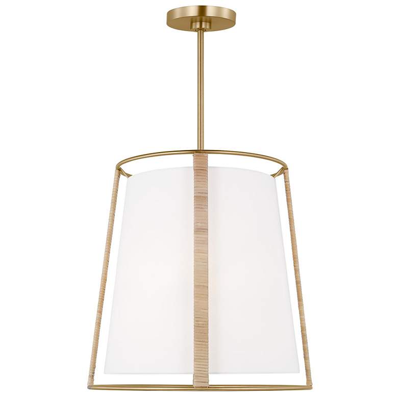 Image 1 Visual Comfort Cortes 18" Wide Modern Satin Brass White Shade Pendant