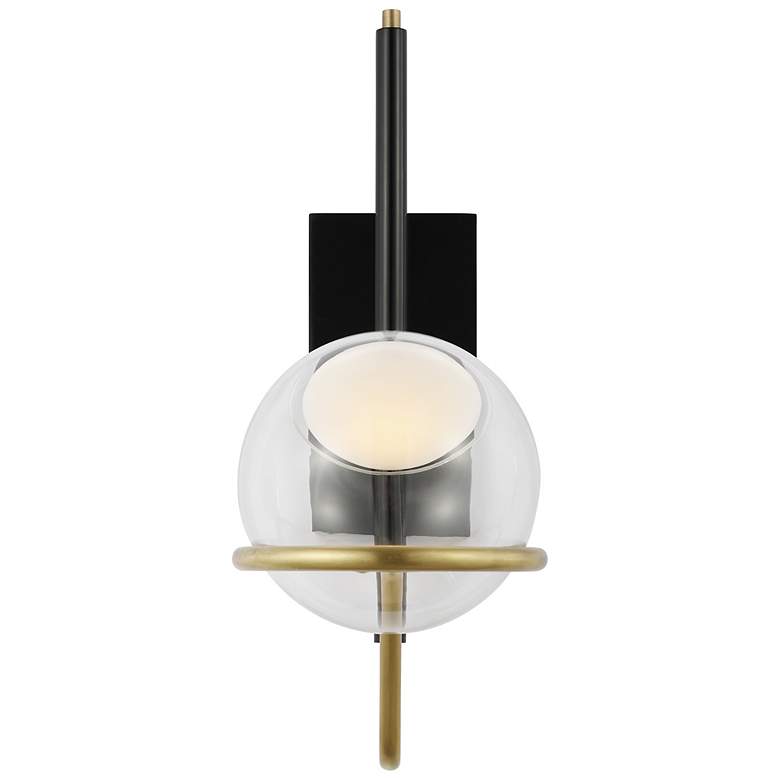 Image 2 Visual Comfort Crosby 18"H Black and Brass LED Wall Sconce