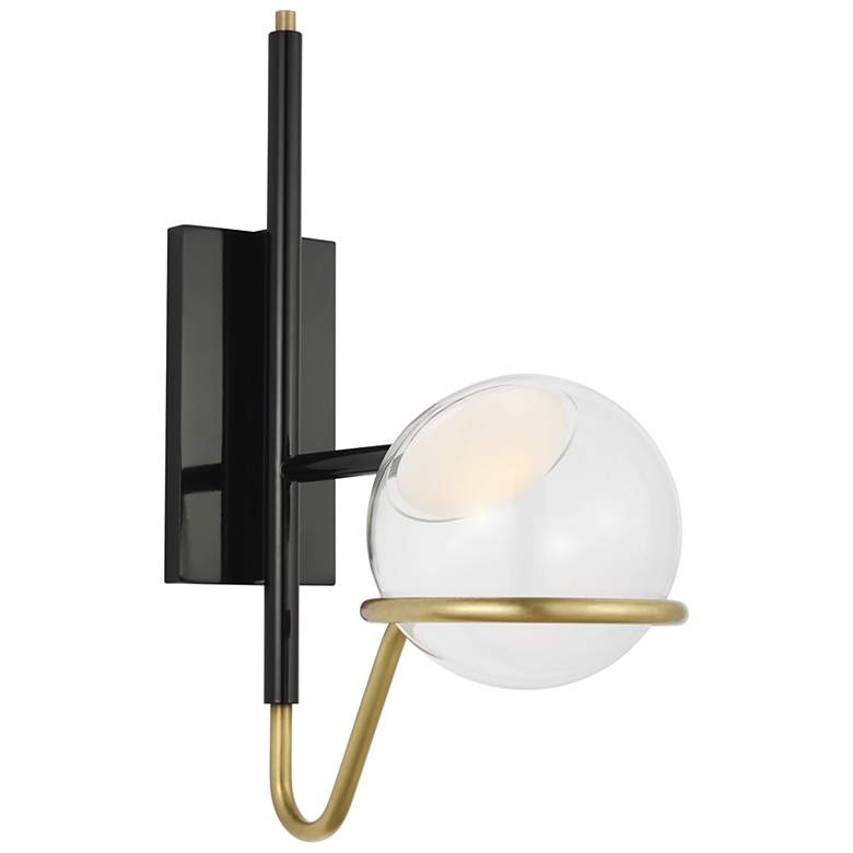 Image 3 Visual Comfort Crosby 18"H Black and Brass LED Wall Sconce more views