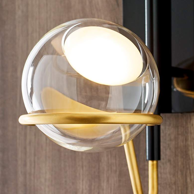 Image 5 Visual Comfort Crosby 18"H Black and Brass LED Wall Sconce more views