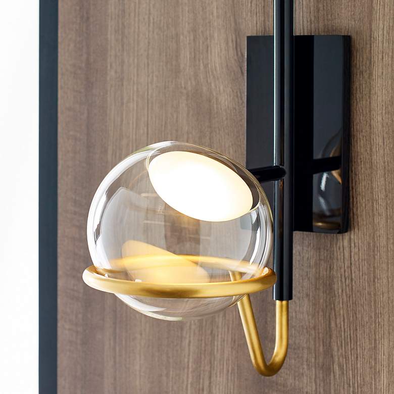 Image 7 Visual Comfort Crosby 18"H Black and Brass LED Wall Sconce more views