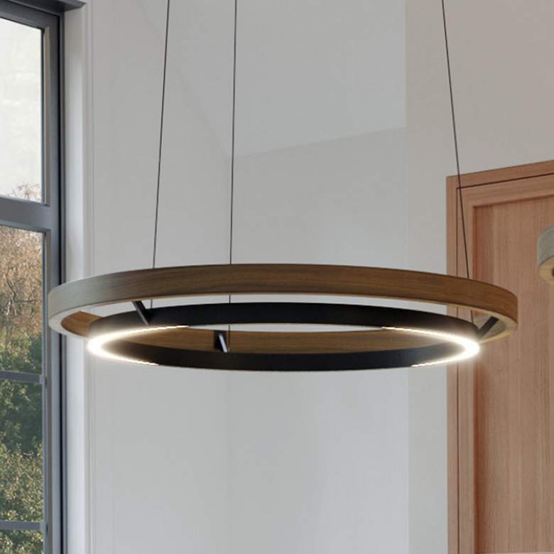 Image 1 Visual Comfort Grace 30" Modern Weathered Oak LED Ring Chandelier