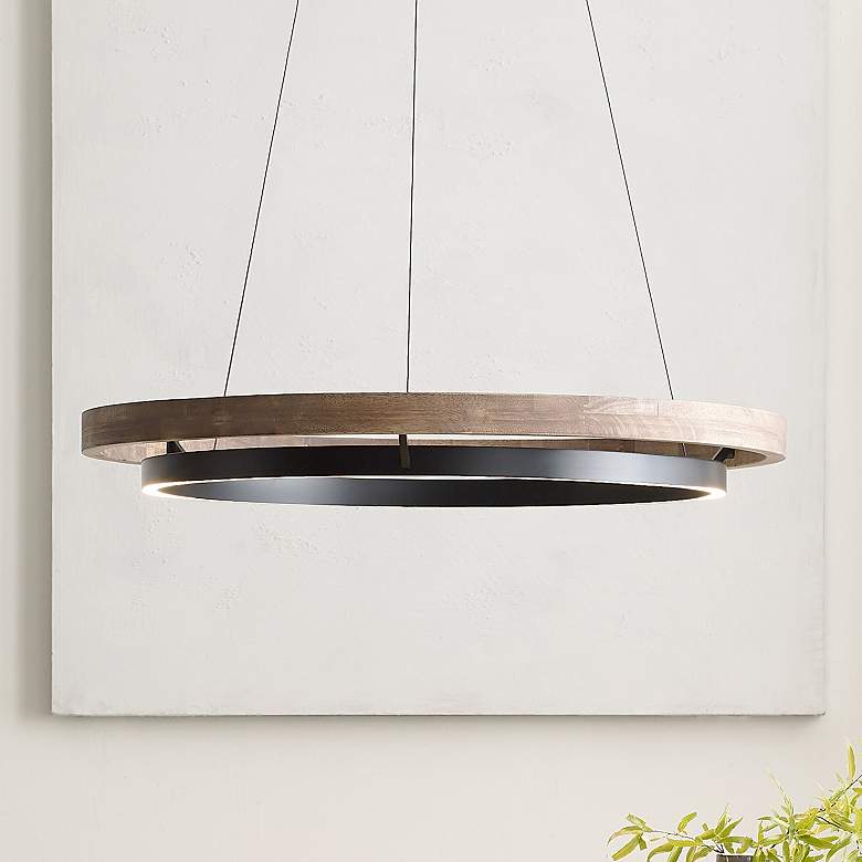 Image 1 Visual Comfort Grace 36" Weathered Oak LED Pendant Light