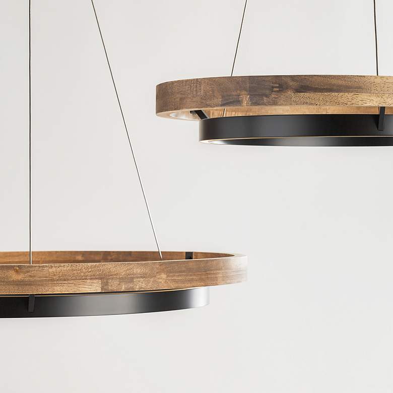 Image 3 Visual Comfort Grace 36" Weathered Oak LED Pendant Light more views