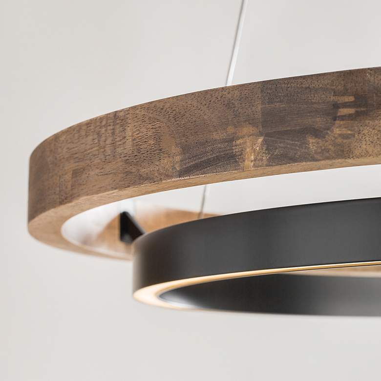 Image 5 Visual Comfort Grace 48" Matte Black Weathered Oak LED Ring Chandelier more views