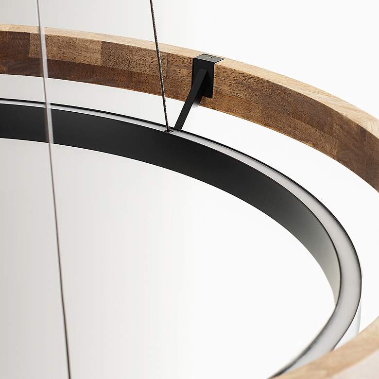 Image 6 Visual Comfort Grace 48" Matte Black Weathered Oak LED Ring Chandelier more views