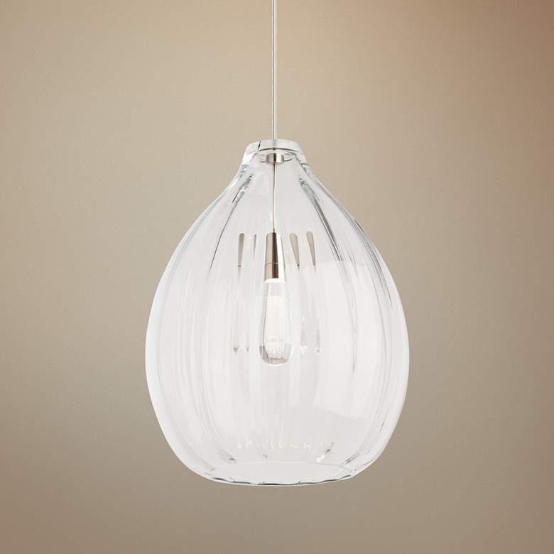 Image 1 Visual Comfort Harper 16 3/4" Clear Glass Satin Nickel Pendant Light