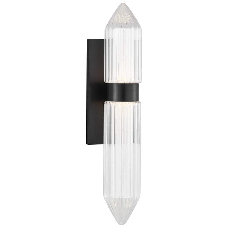 Image 2 Visual Comfort Langston 18"H Bronze Fluted Glass LED Sconce more views