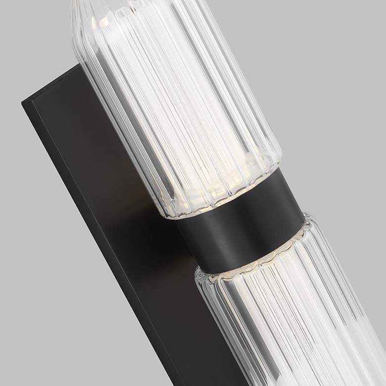Image 3 Visual Comfort Langston 18"H Bronze Fluted Glass LED Sconce more views