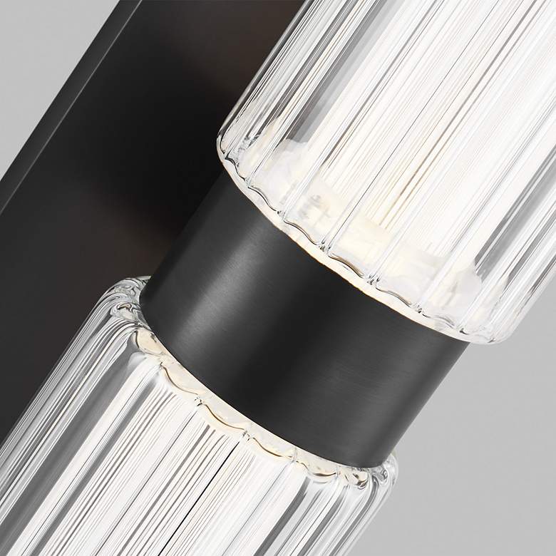 Image 4 Visual Comfort Langston 18"H Bronze Fluted Glass LED Sconce more views