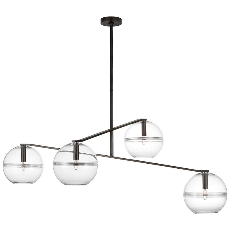 Image 1 Visual Comfort Lowing 56"W Forged Iron 4-Light Chandelier