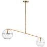 1_Visual Comfort Lowing 58" Wide Antique Brass 2-Light Pendant