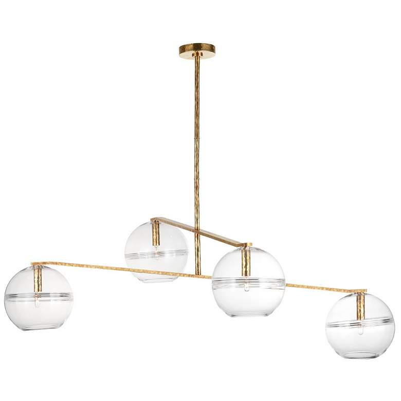 Image 1 Visual Comfort Lowing 58"W Antique Brass 4-Light Chandelier