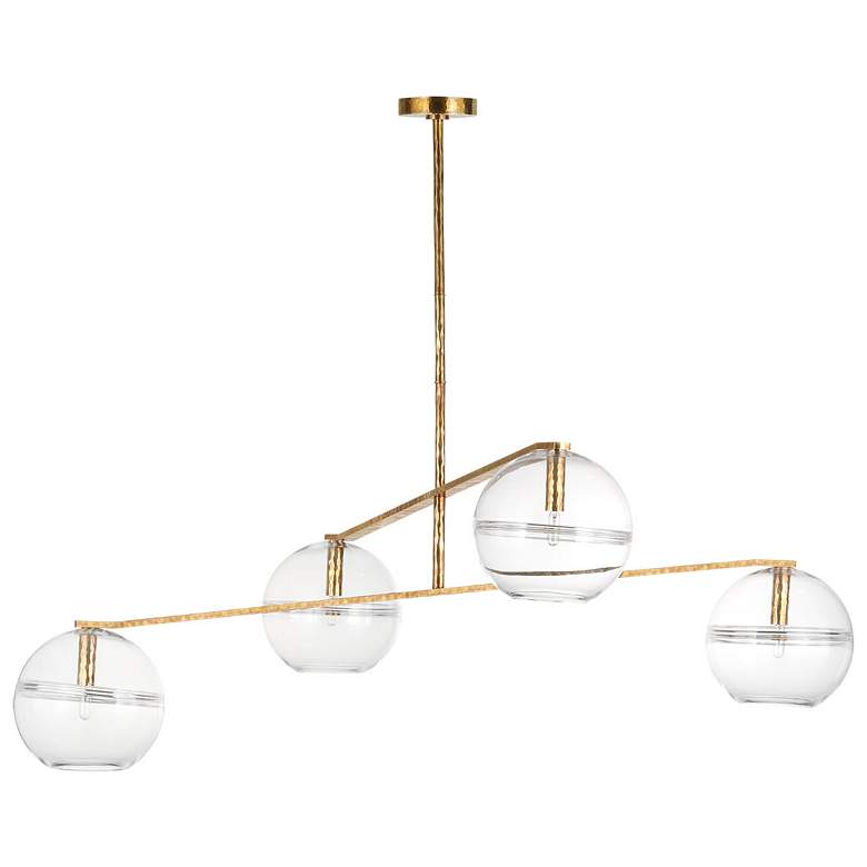 Image 2 Visual Comfort Lowing 58"W Antique Brass 4-Light Chandelier more views