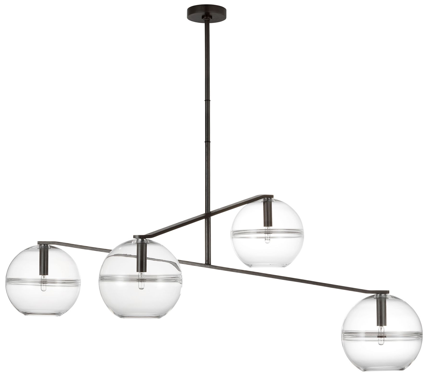 Image 2 Visual Comfort Lowing 58"W Forged Iron 4-Light Chandelier more views