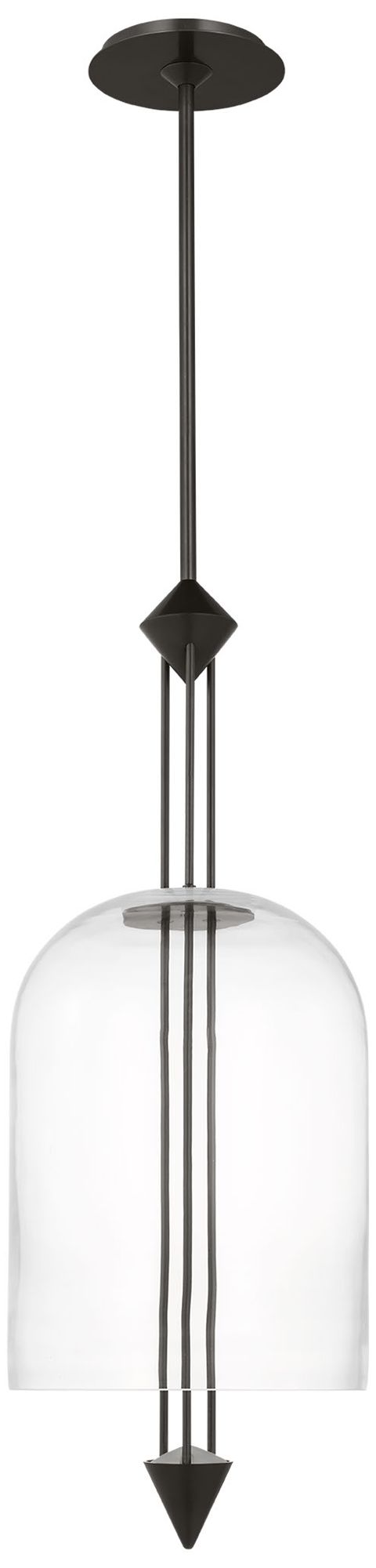 Image 2 Visual Comfort Modern 2700K LED 10 inch Diameter Bronze and Glass Pendant more views