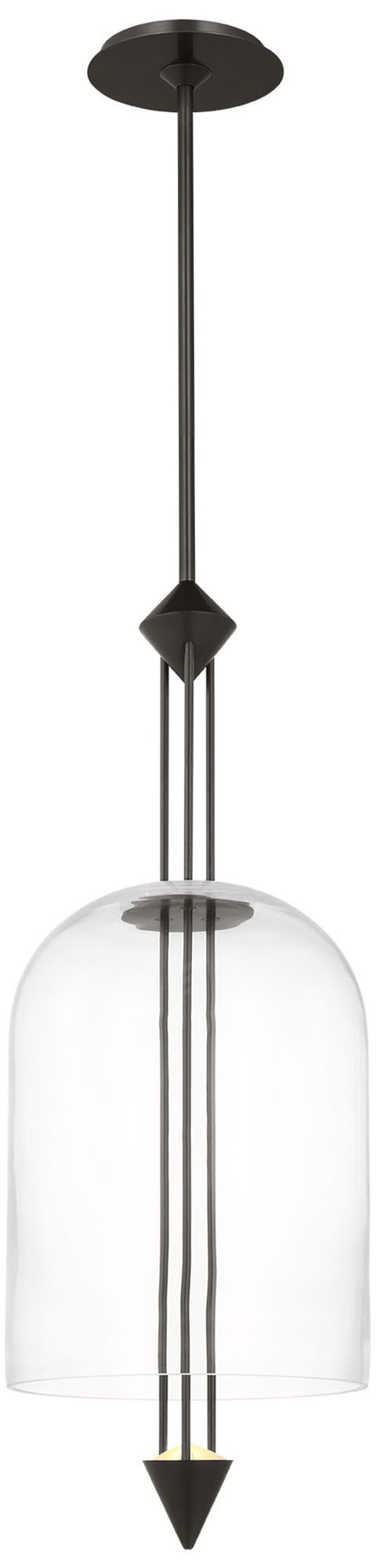 Image 3 Visual Comfort Modern 2700K LED 10 inch Diameter Bronze and Glass Pendant more views