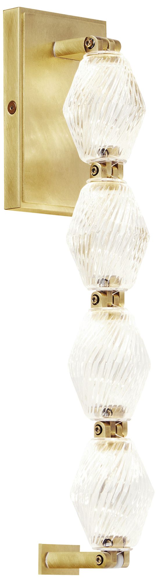 Image 3 Visual Comfort Modern 2700K LED 15 inch Tall Crystal and Brass Wall Sconce more views