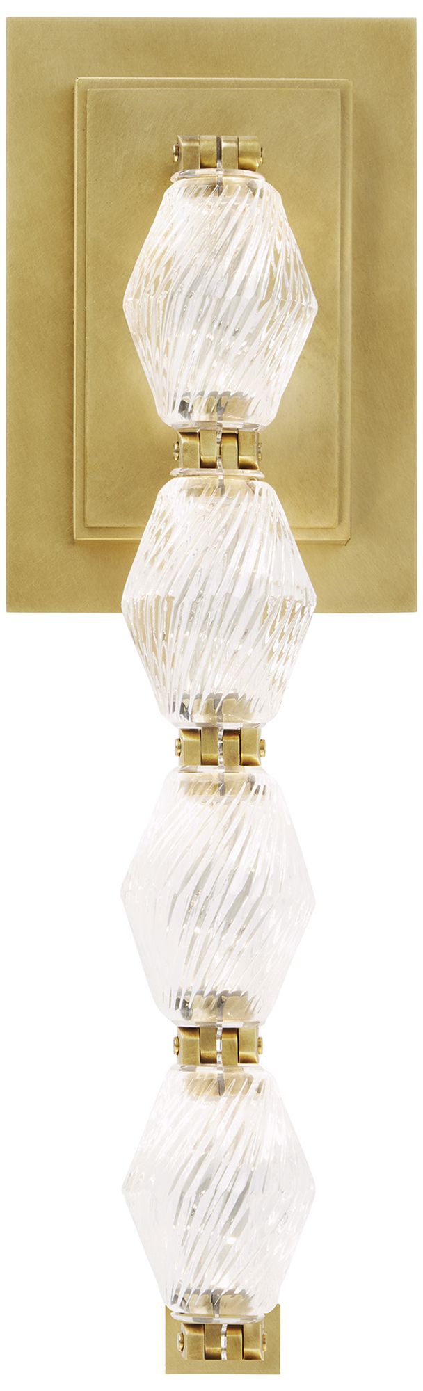 Image 4 Visual Comfort Modern 2700K LED 15 inch Tall Crystal and Brass Wall Sconce more views