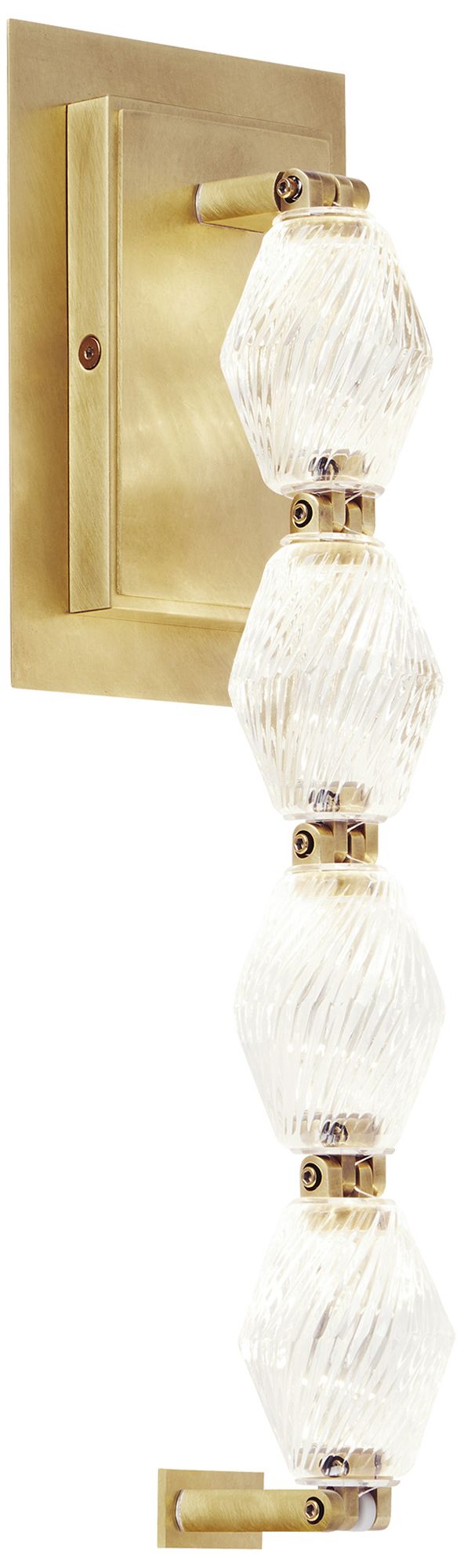 Image 5 Visual Comfort Modern 2700K LED 15 inch Tall Crystal and Brass Wall Sconce more views