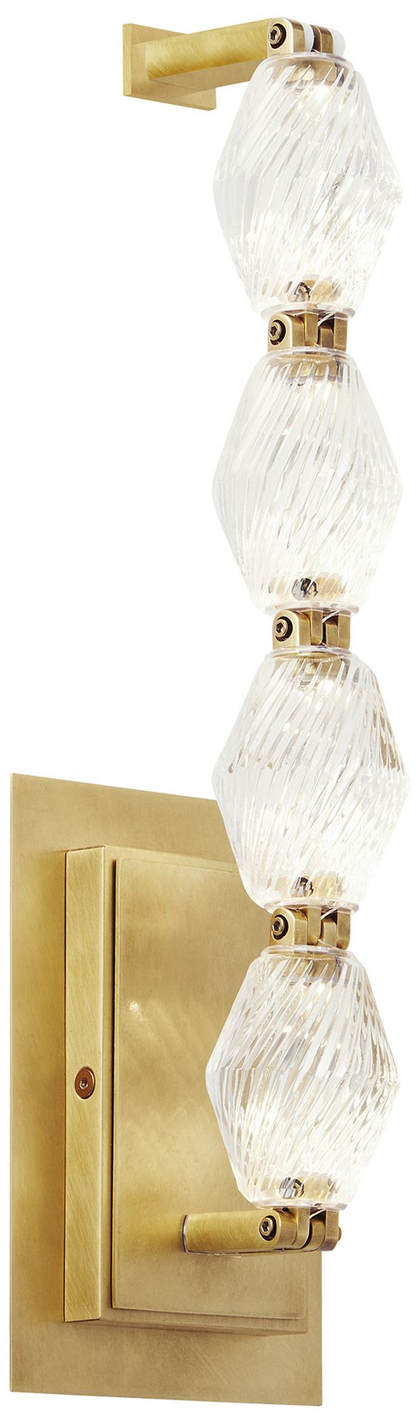 Image 6 Visual Comfort Modern 2700K LED 15 inch Tall Crystal and Brass Wall Sconce more views