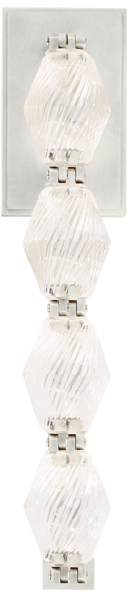 Visual Comfort Modern 2700K LED 15 inch Tall Crystal and Nickel Wall Sconce