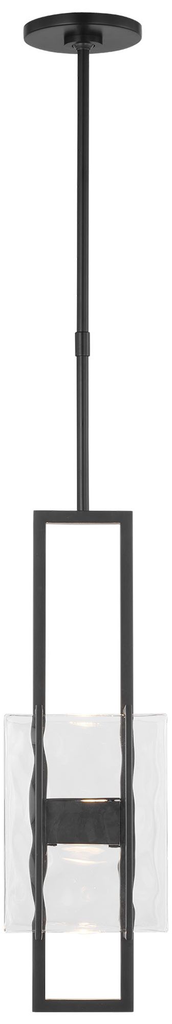 Visual Comfort Modern 2700K LED 19 inch Black and Chunky Glass Pendant
