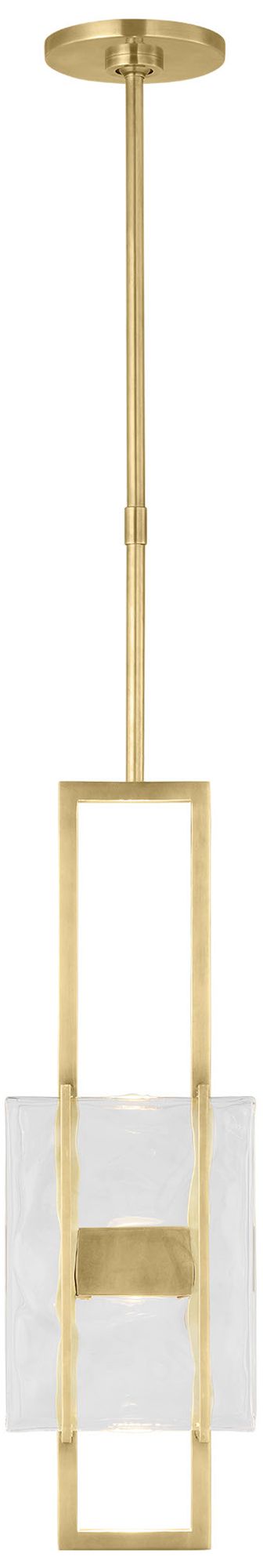 Visual Comfort Modern 2700K LED 19 inch Brass and Chunky Glass Pendant