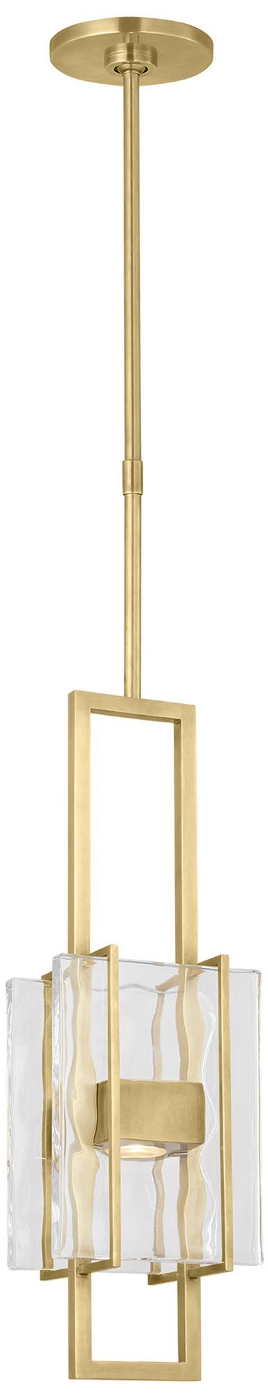 Image 2 Visual Comfort Modern 2700K LED 19 inch Brass and Chunky Glass Pendant more views