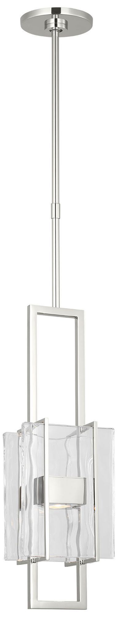 Image 2 Visual Comfort Modern 2700K LED 19 inch Nickel and Chunky Glass Pendant more views