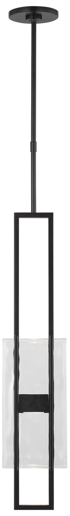 Visual Comfort Modern 2700K LED 28 inch Black and Chunky Glass Pendant