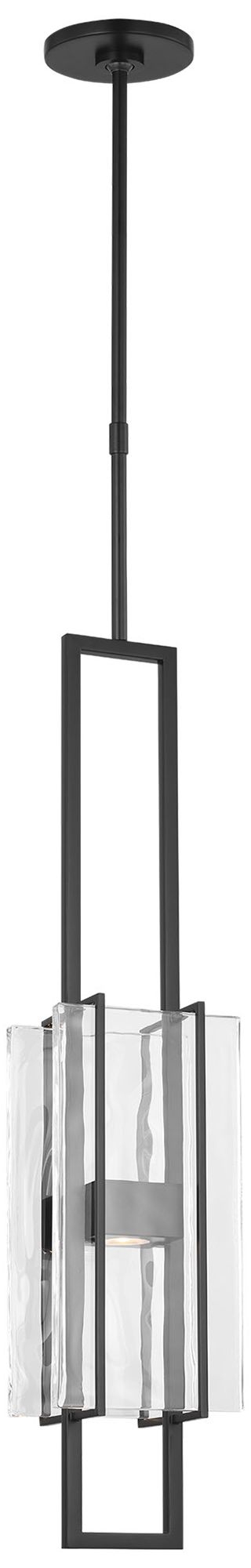 Image 2 Visual Comfort Modern 2700K LED 28 inch Black and Chunky Glass Pendant more views