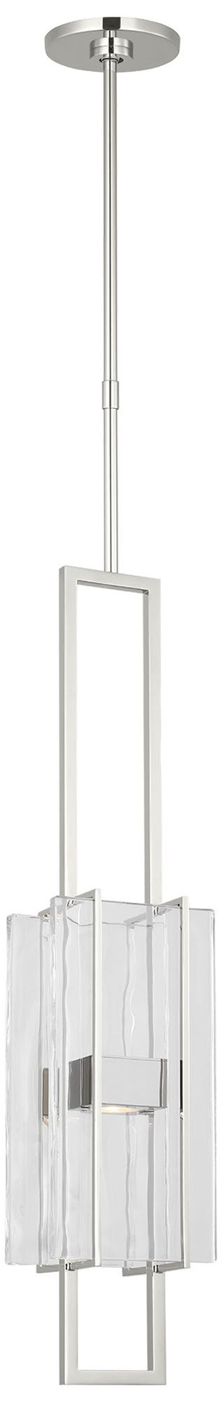 Image 2 Visual Comfort Modern 2700K LED 28 inch Nickel and Chunky Glass Pendant more views