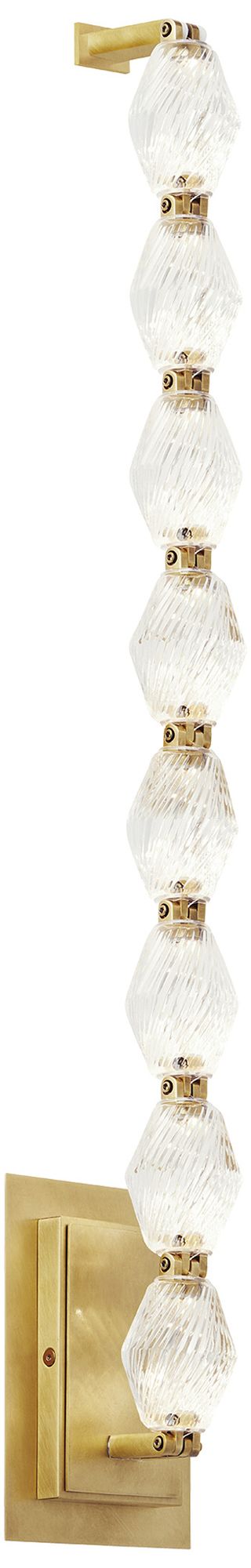 Image 7 Visual Comfort Modern 2700K LED 28 inch Tall Crystal and Brass Wall Sconce more views