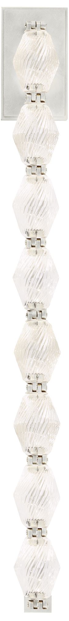 Visual Comfort Modern 2700K LED 28 inch Tall Crystal and Nickel Wall Sconce