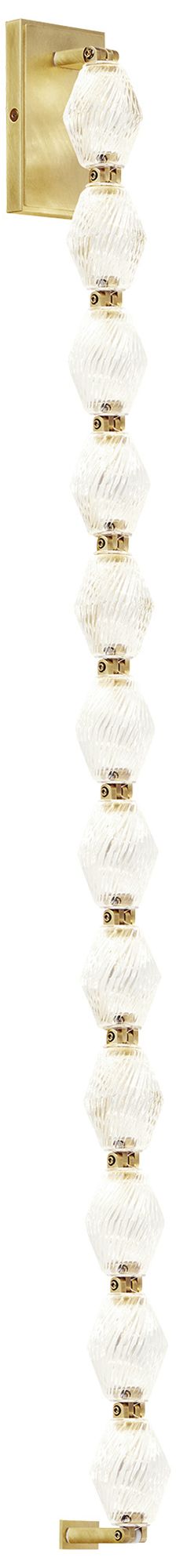 Image 2 Visual Comfort Modern 2700K LED 40 inch Tall Crystal and Brass Wall Sconce more views