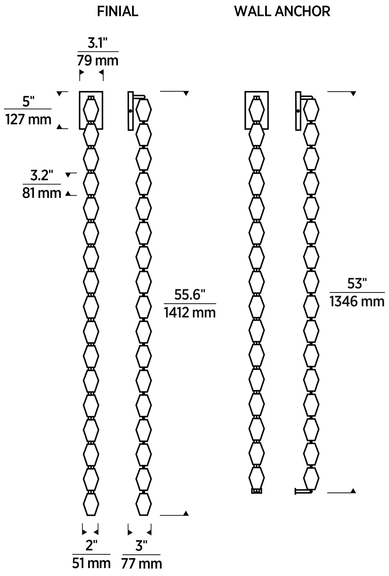 Image 2 Visual Comfort Modern 2700K LED 53 inch Tall Crystal and Bronze Wall Sconce more views