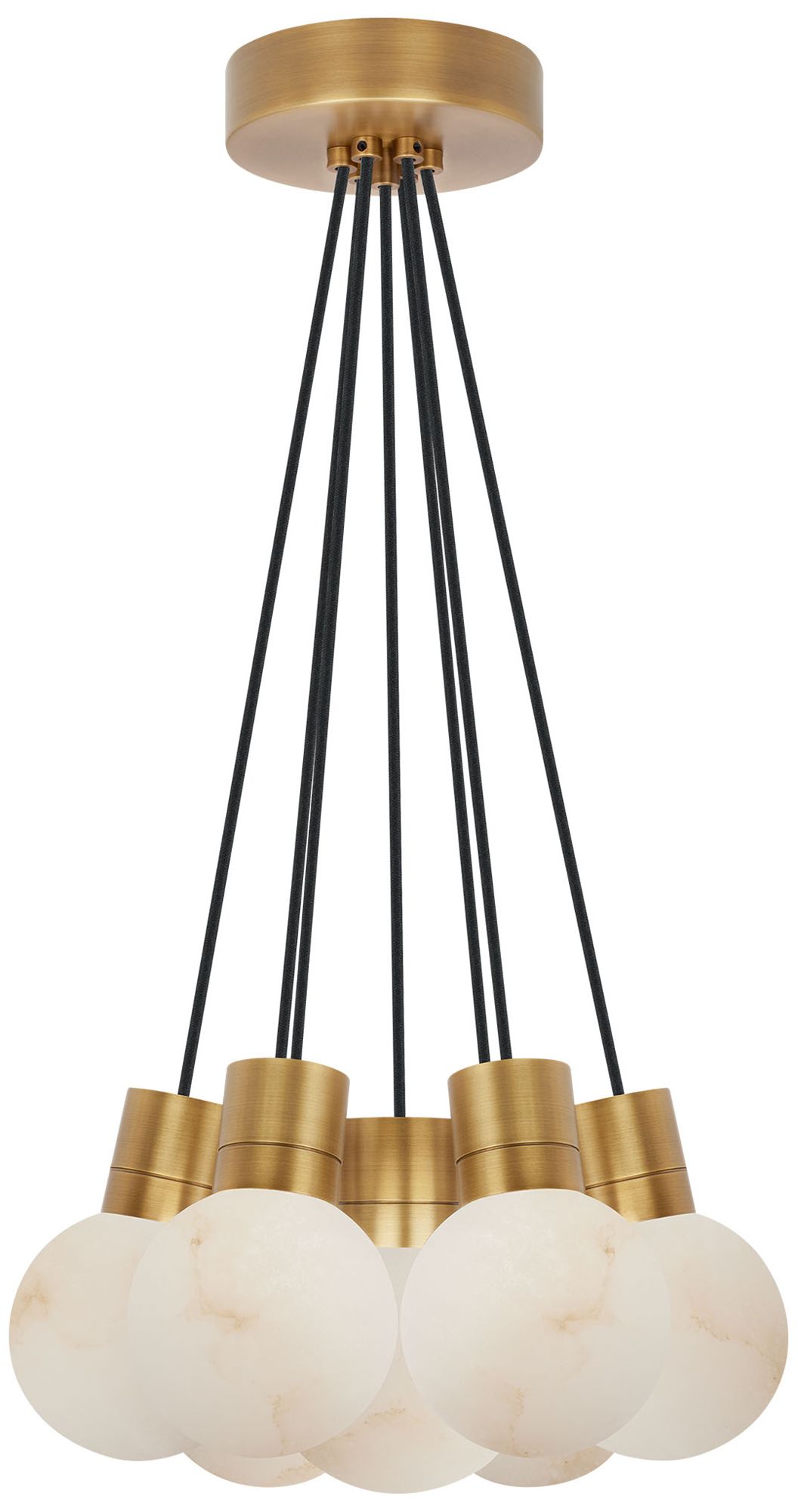 Visual Comfort Modern 2700K LED 7 Light Alabaster and Brass Chandelier