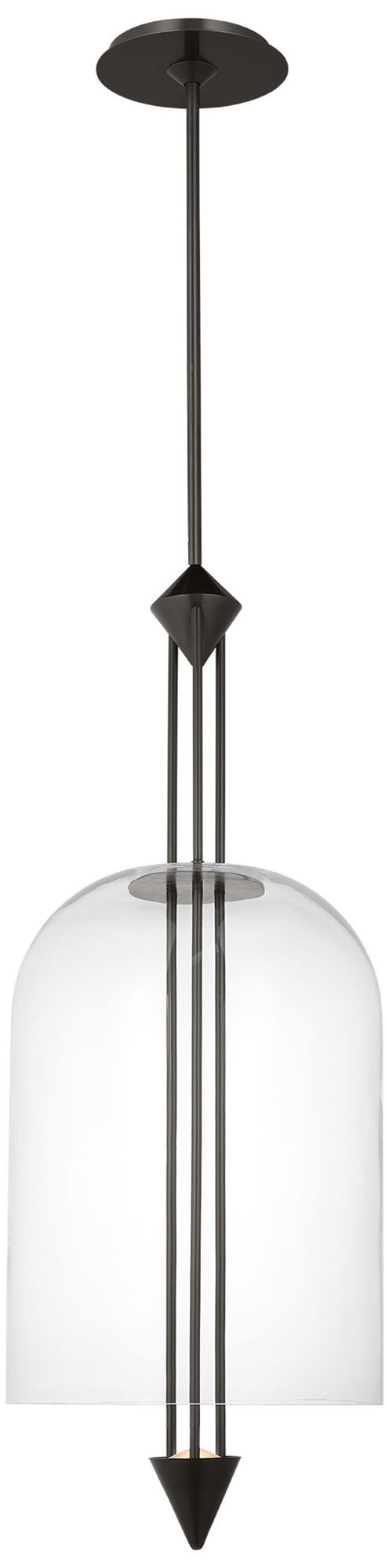 Visual Comfort Modern 27K LED 15 inch Diameter Bronze and Glass Pendant