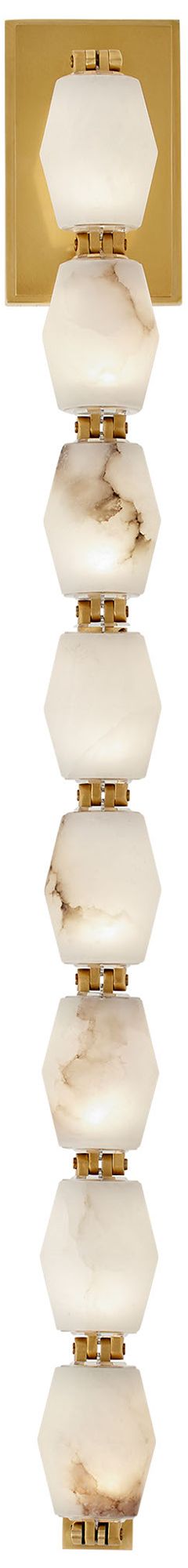 Visual Comfort Modern 27K LED 28 inch Tall Alabaster and Brass Wall Sconce