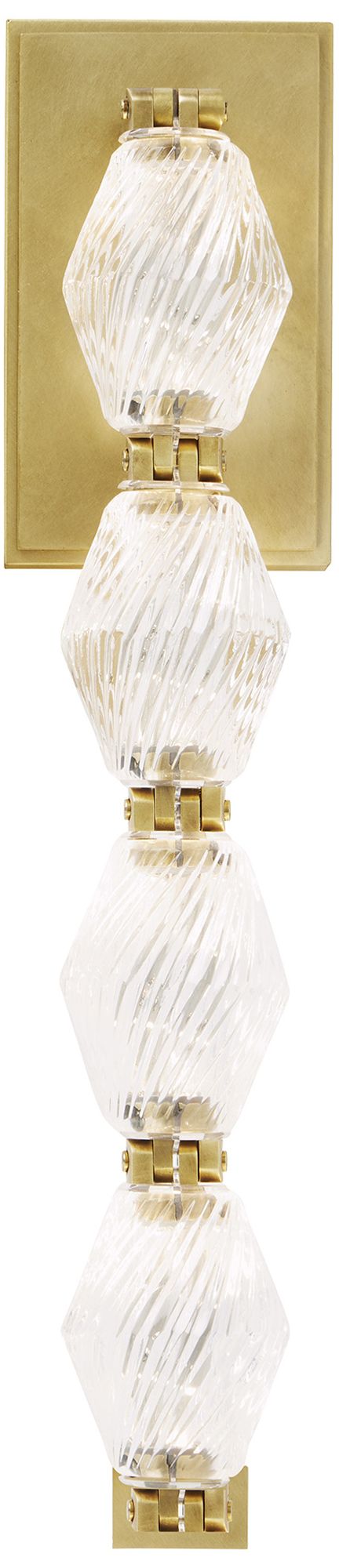 Visual Comfort Modern 3000K LED 15 inch Tall Crystal and Brass Wall Sconce