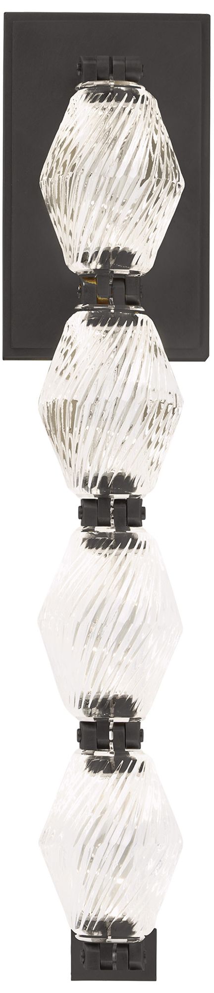 Visual Comfort Modern 3000K LED 15 inch Tall Crystal and Bronze Wall Sconce